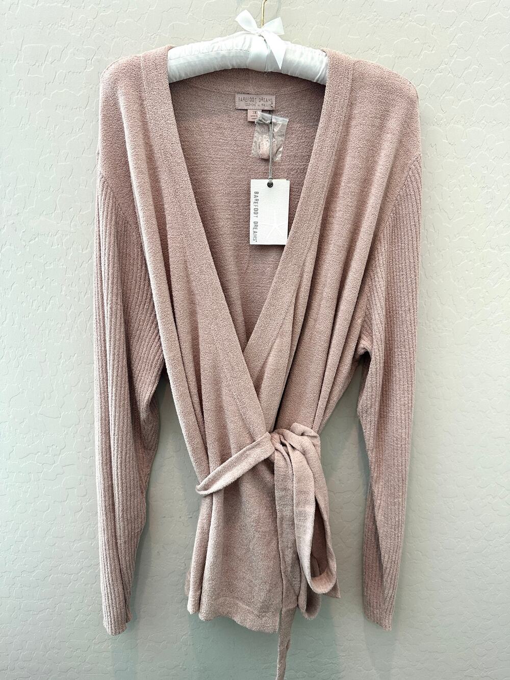 BAREFOOT DREAMS CozyChic Ultra Lite Wrap Sweater Faded Rose Pink Sz 3X NWT